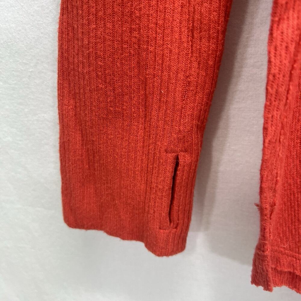 We The Free People Thermal Top Women L Orange Waffle Knit Oversized Long Sleeve - Picture 5 of 15